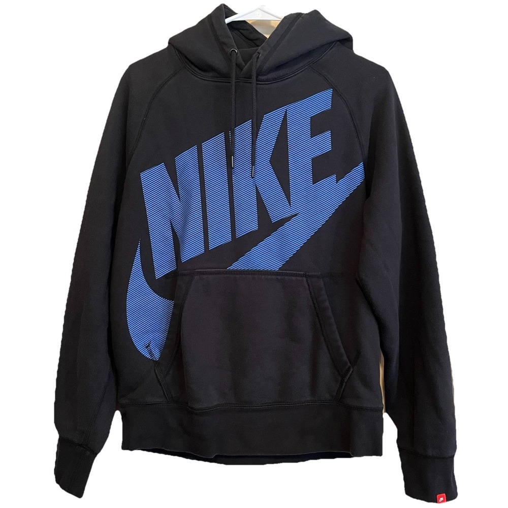 Nike Hoodie Sweatshirt Mens‎ S Swoosh Spell Out Black Retro Skater